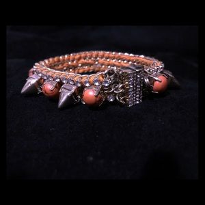 Orange Stone Spikes and Faux Diamonds Bracelet